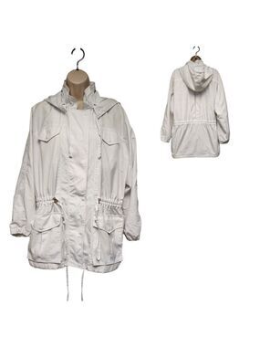 FLEET STREET Vintage Hooded Utility Jacket Size Medium Color White.